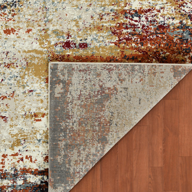 Amer Allure Contemporary Power-Loom Ivory/Orange Area Rug