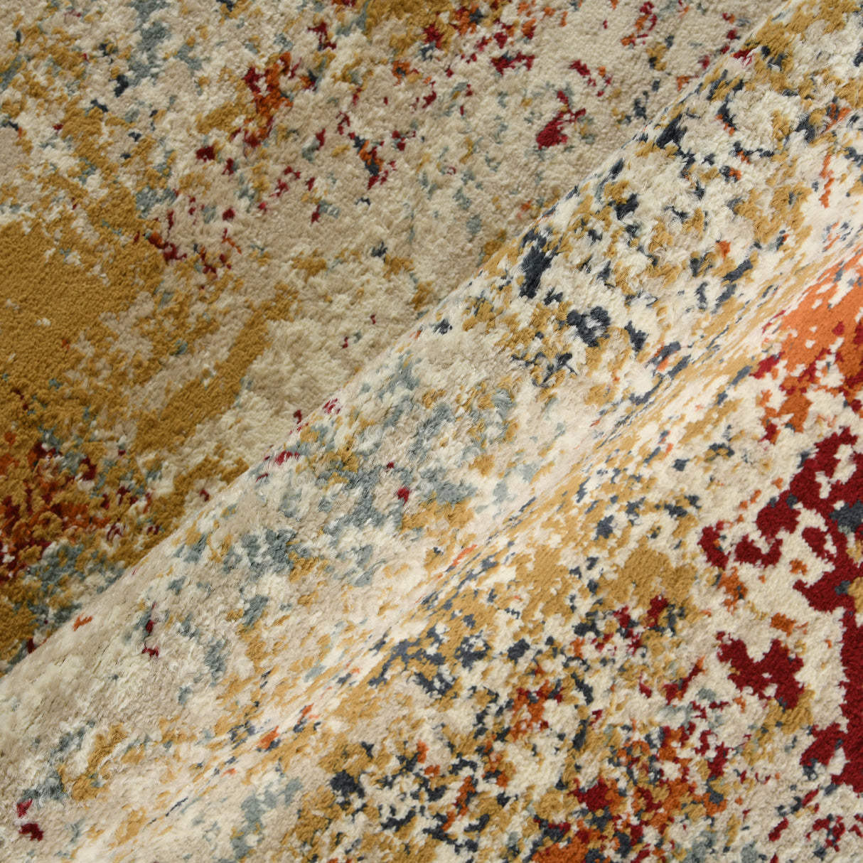 Amer Allure Contemporary Power-Loom Ivory/Orange Area Rug