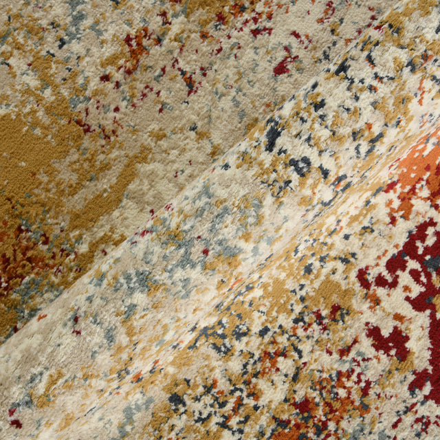 Amer Allure Contemporary Power-Loom Ivory/Orange Area Rug