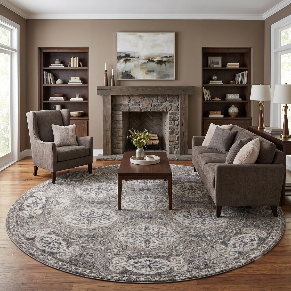 Amer Alexandria ALX-11 Walnut area rug - lifestyle view
