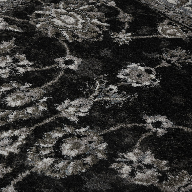 Amer Alexandria Classic Bordered Power-Loom Black/Ivory Area Rug