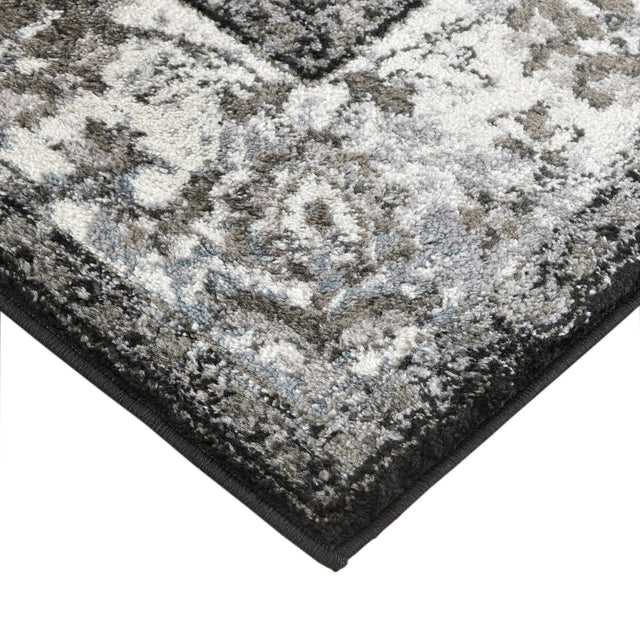 Amer Alexandria Classic Bordered Power-Loom Black/Ivory Area Rug