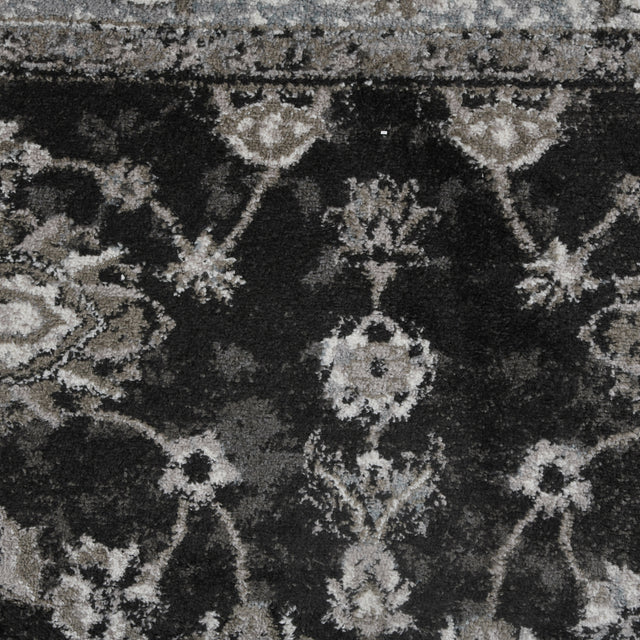 Amer Alexandria Classic Bordered Power-Loom Black/Ivory Area Rug