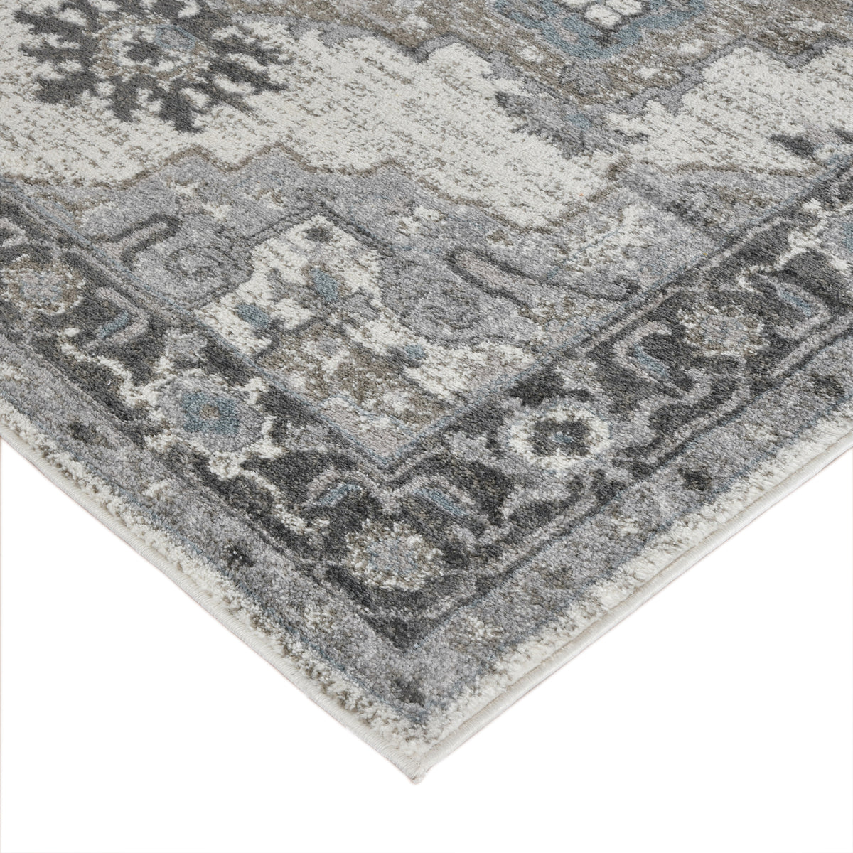 Amer Alexandria ALX-51 Ivory / Stone Gray area rug - corner view