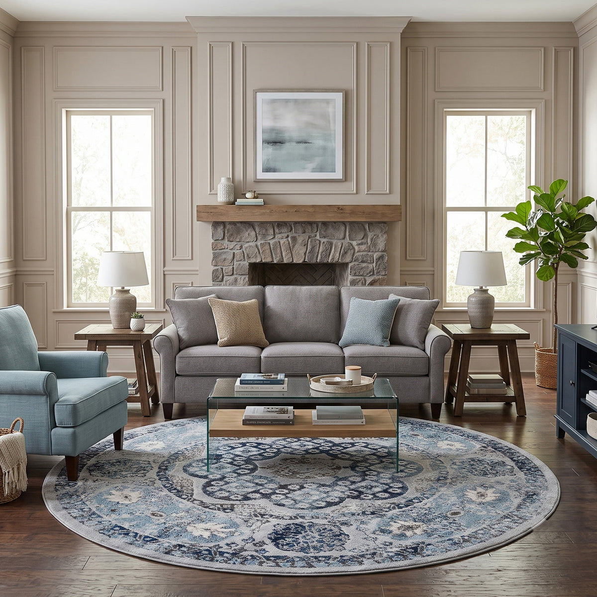 Amer Alexandria ALX-83 Gray / Sea Blue area rug - lifestyle view