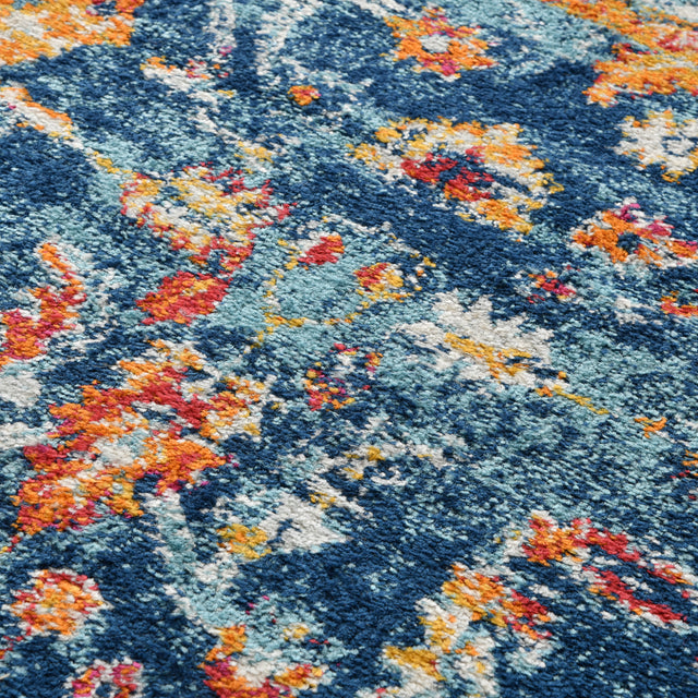 Amer Alexandria Farmhouse Bordered Power-Loom Navy Area Rug