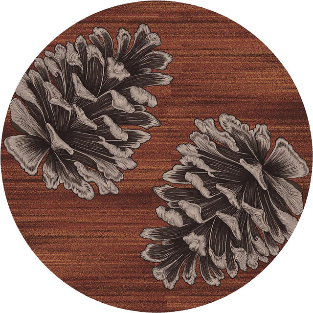 American Dakota Courting Pine Cones Rust Rug