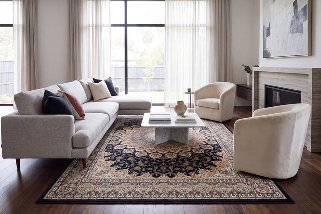 Dynamic Rugs Ancient Garden 57090 Navy Rugs - room scene