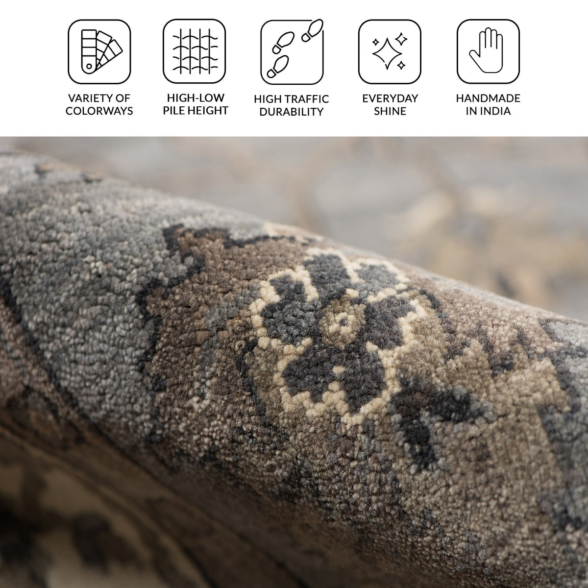 Amer Antiquity ANQ-11 Gray area rug - infographic view