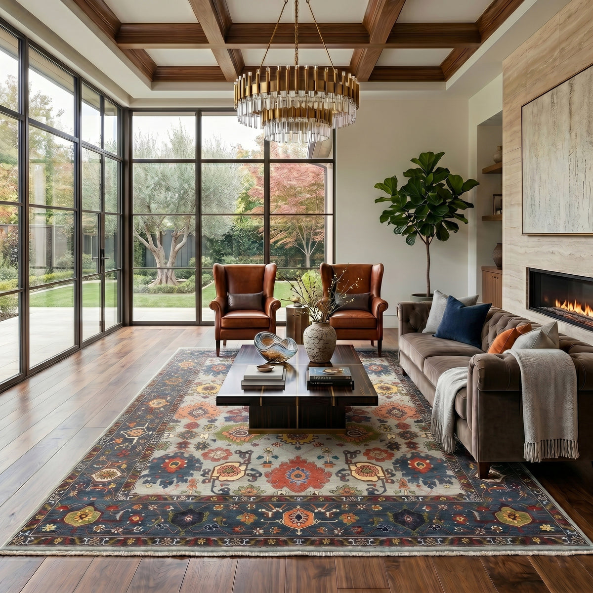 Amer Antiquity ANQ-15 Sky Blue / Denim area rug - lifestyle view