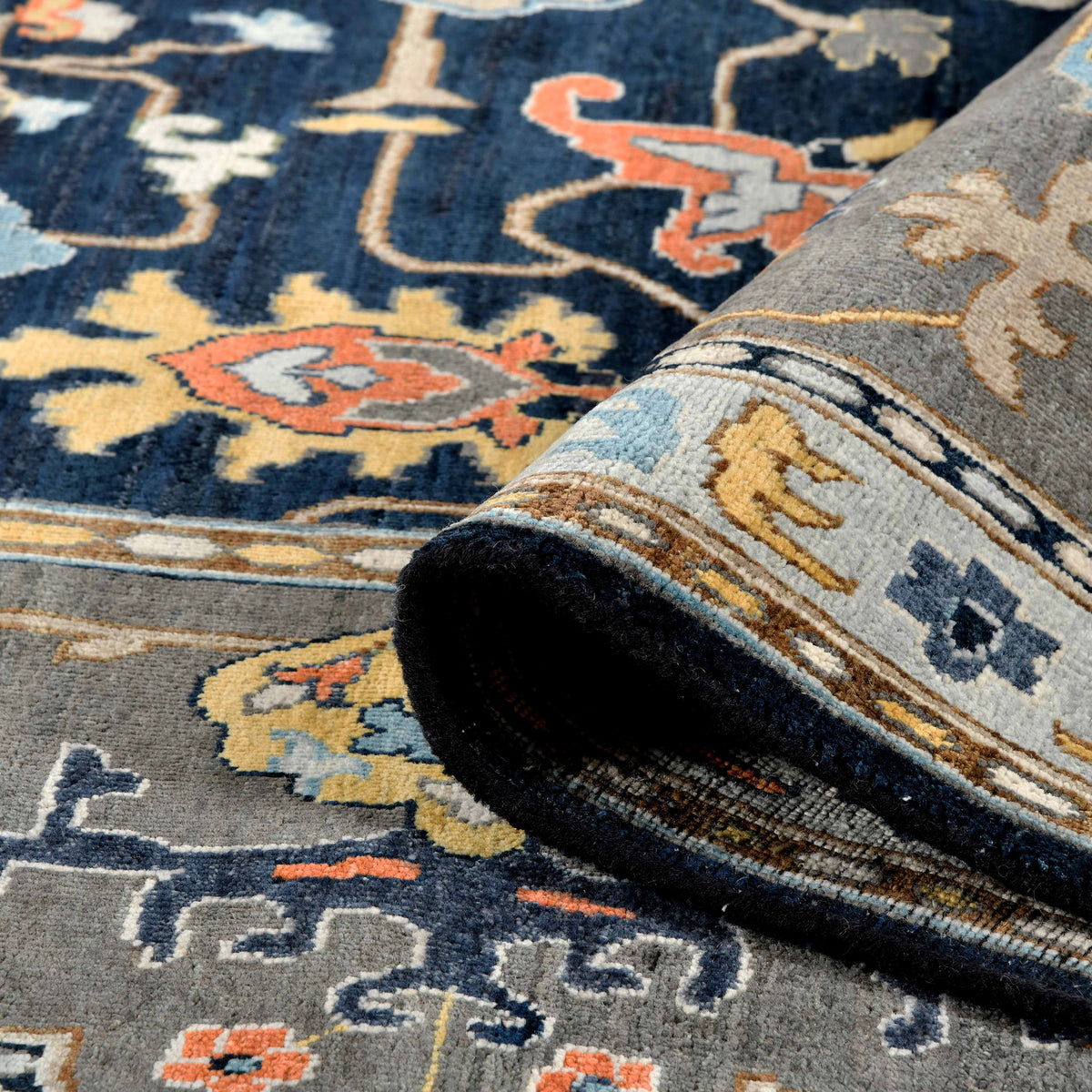 Amer Antiquity ANQ-16 Navy Blue area rug - rolled view
