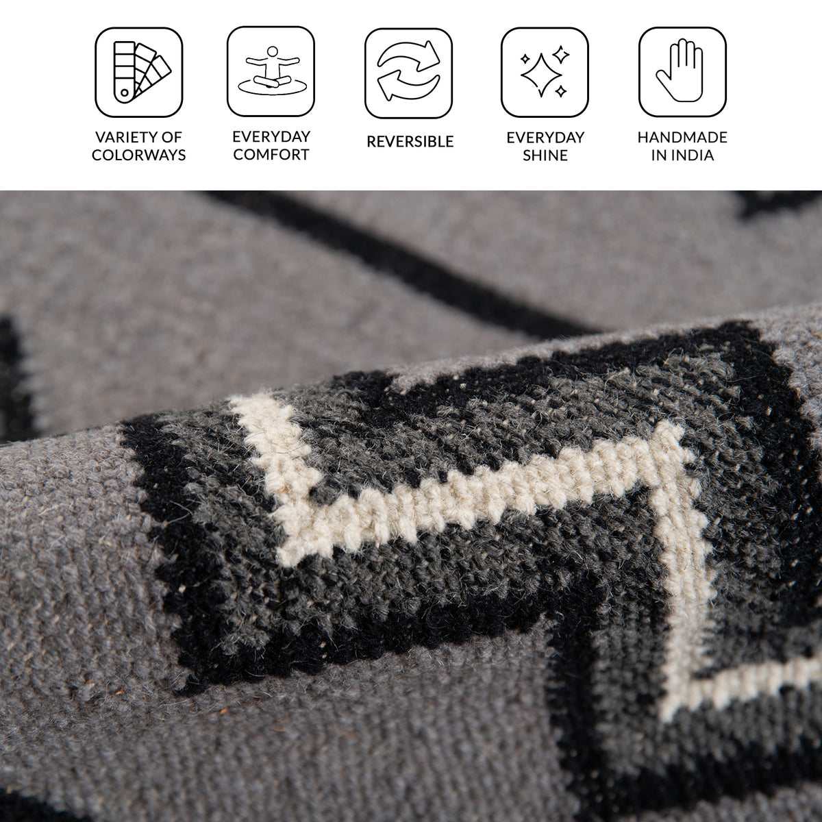 Amer Artifacts ARI-2 Dove Gray area rug - infographic view
