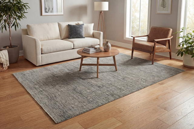 Grey and dark grey traditional rectangle area rug with textured pattern