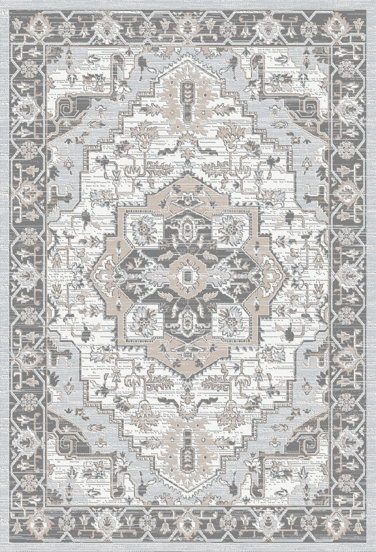 Dynamic Rugs Authentic 18787 Power Loomed Traditional Ivory/Grey/Beige Rug