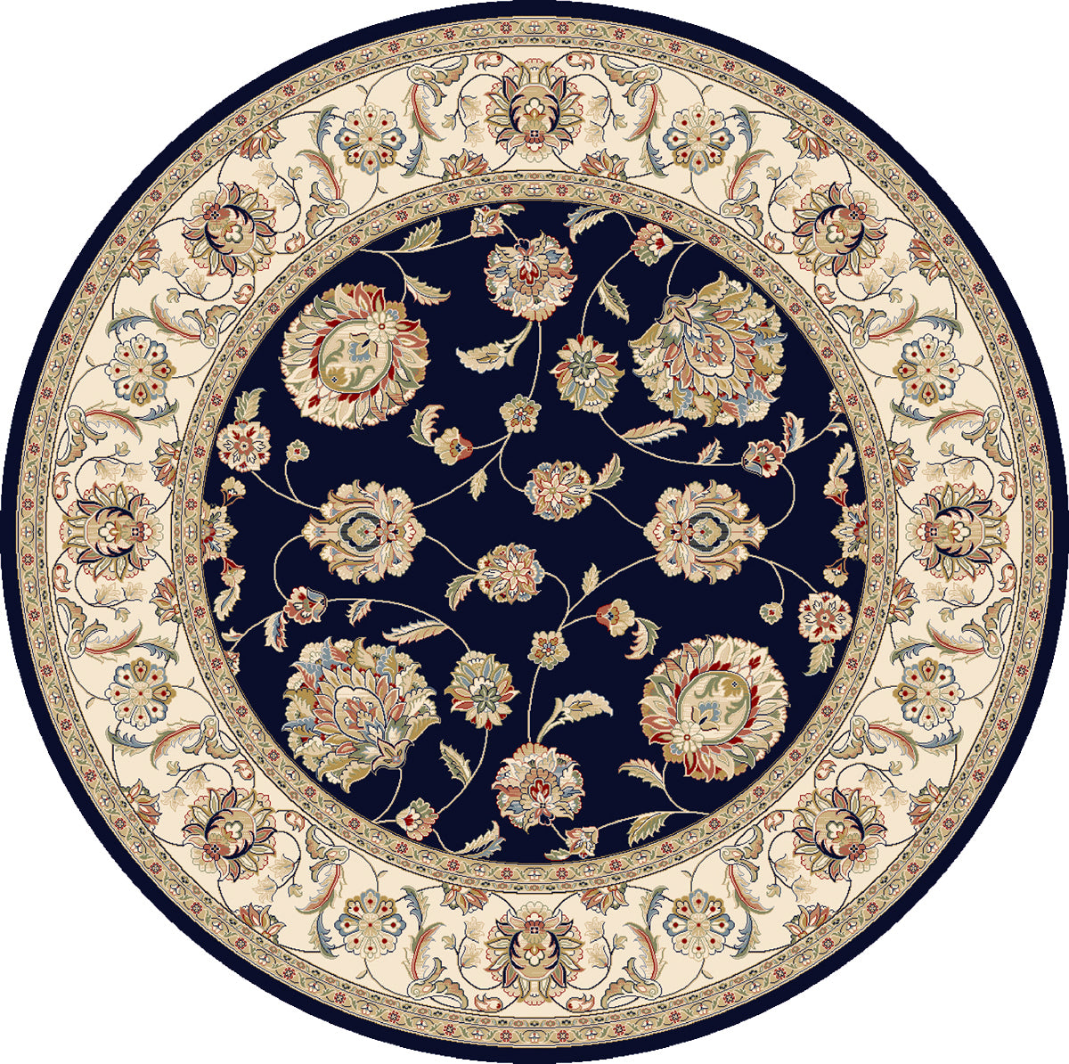 Dynamic Rugs Ancient Garden 57365 Blue / Ivory Rugs - round rug view