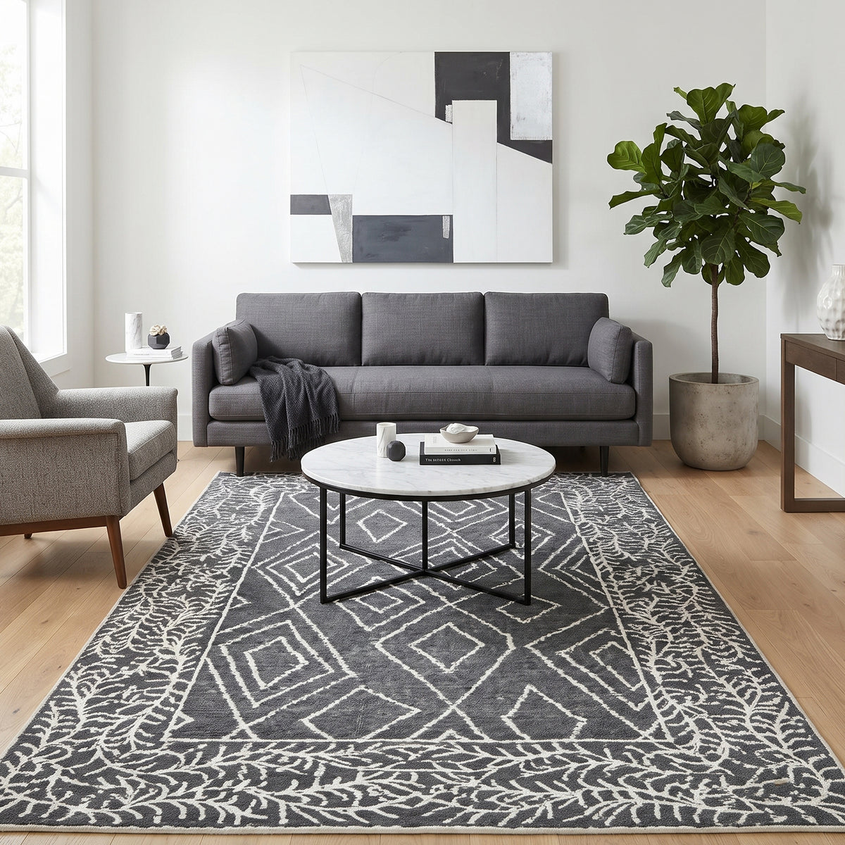 Amer Berlin BER-5 Dark Gray area rug - lifestyle view