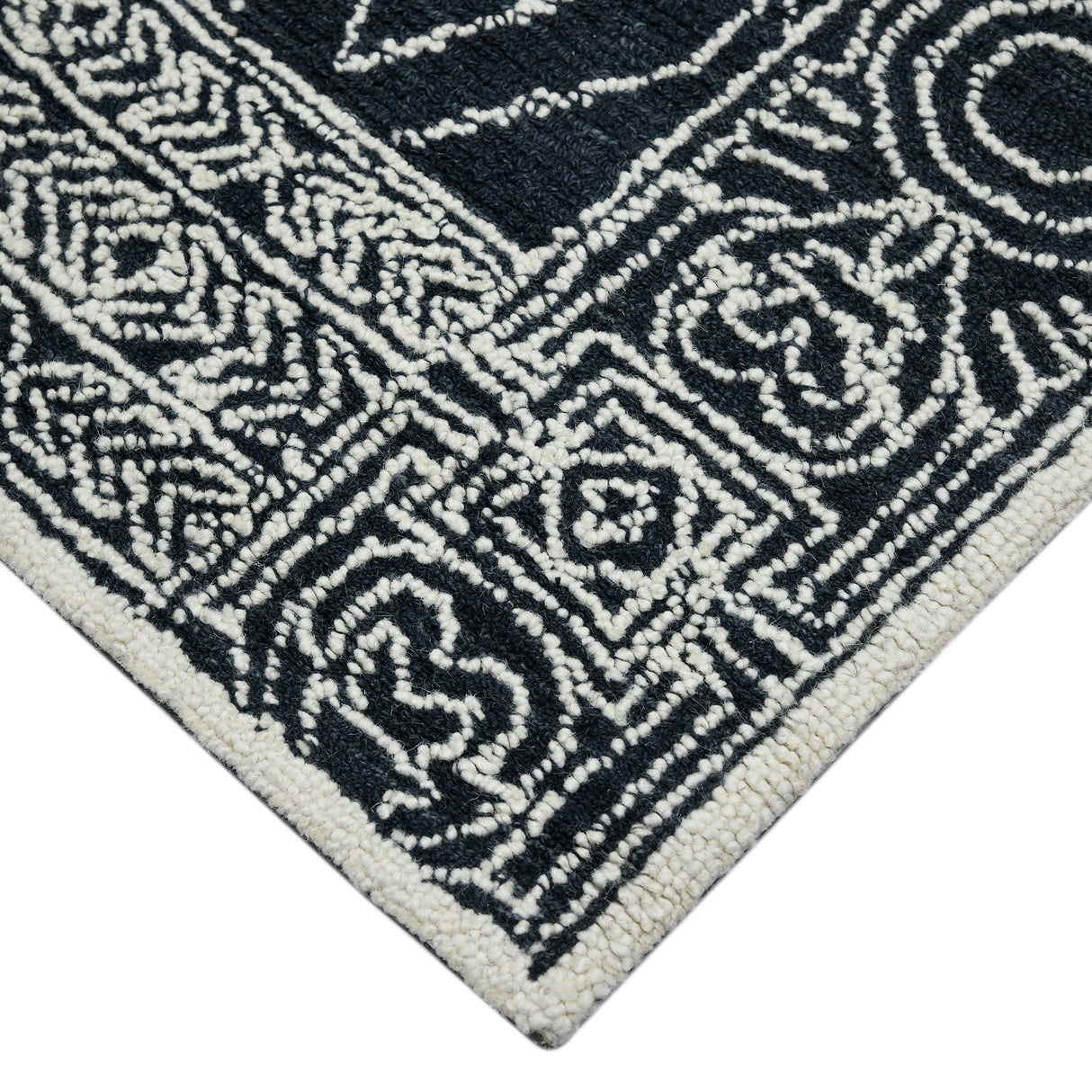 Amer Berlin Farmhouse Geometric Hand-Hooked Charcoal/White Area Rug