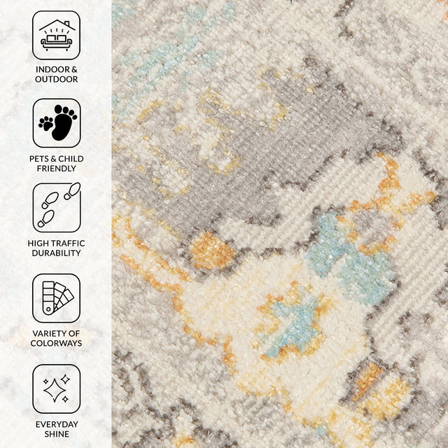 Amer Bohemian Classic Bordered Indoor-Outdoor Beige Area Rug