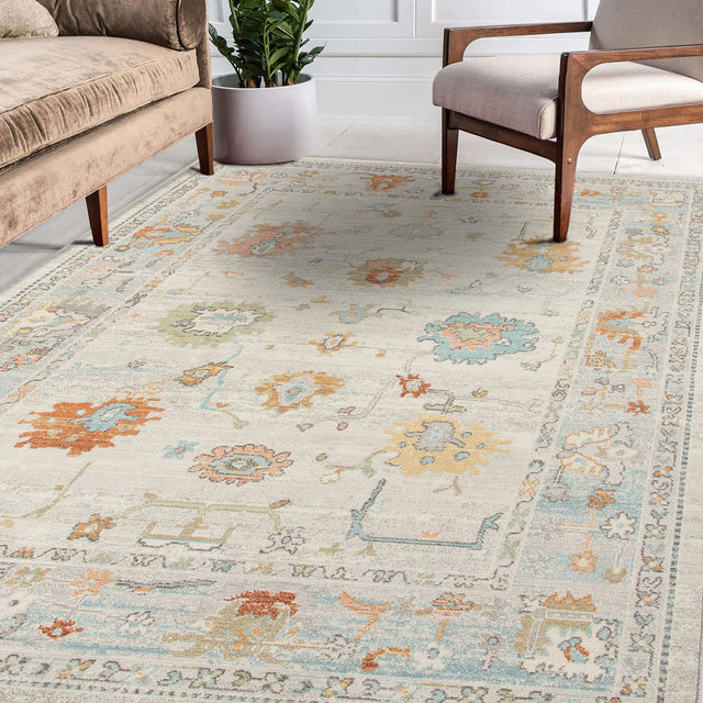 Amer Bohemian Classic Bordered Indoor-Outdoor Beige Area Rug