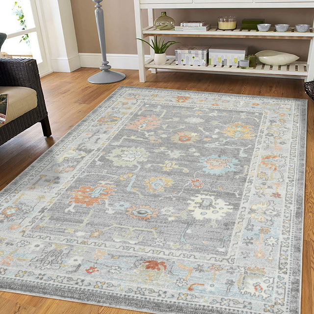 Amer Bohemian Classic Bordered Indoor-Outdoor Taupe Area Rug