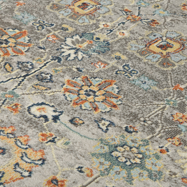 Amer Bohemian Classic Floral Indoor-Outdoor Gray Area Rug