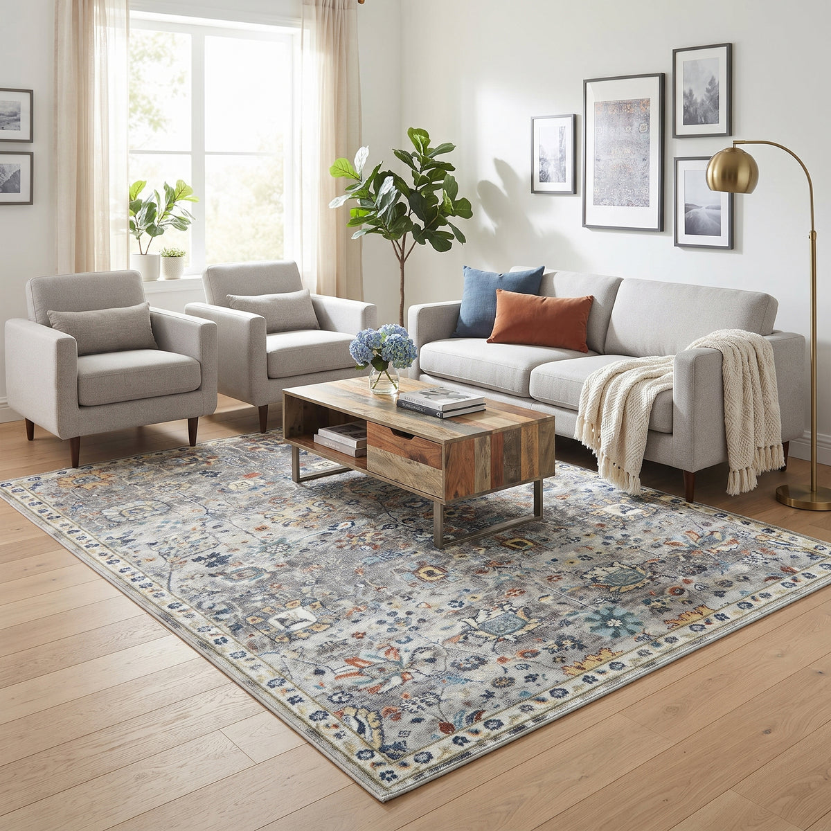 Amer Bohemian BHM-6 Gray area rug - lifestyle view