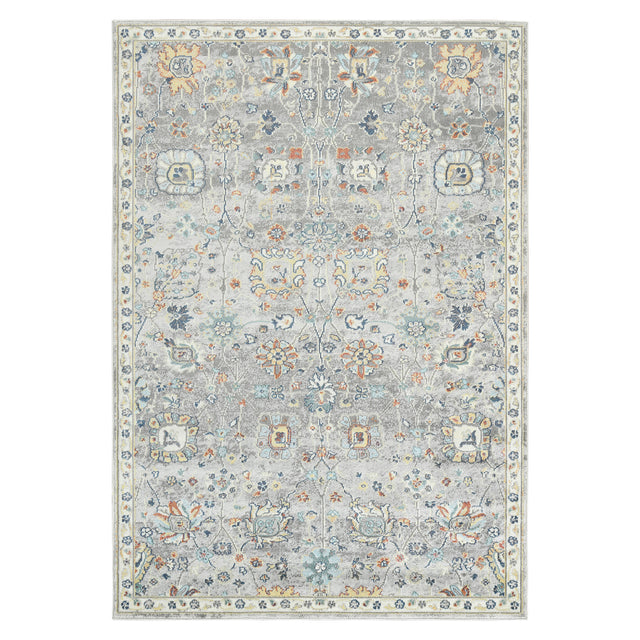 Amer Bohemian Classic Floral Indoor-Outdoor Gray Area Rug
