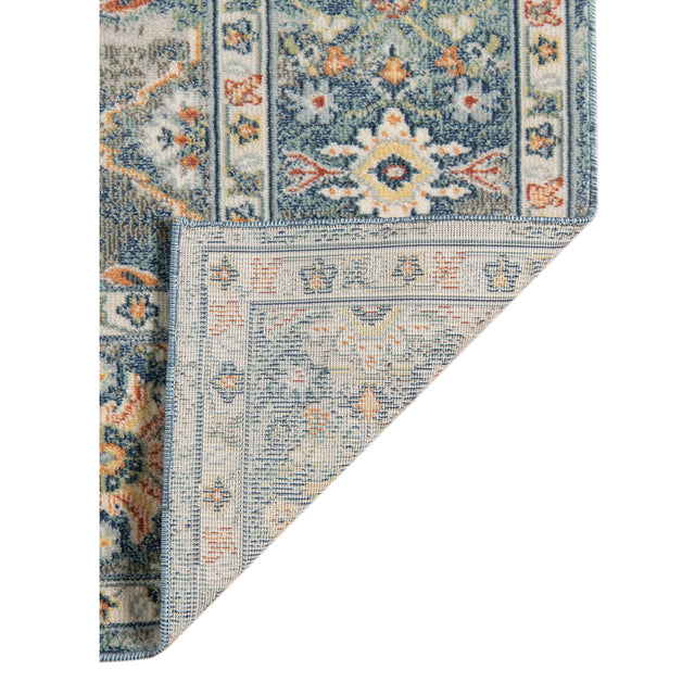 Amer Bohemian Transitional Bordered Indoor-Outdoor Blue Area Rug