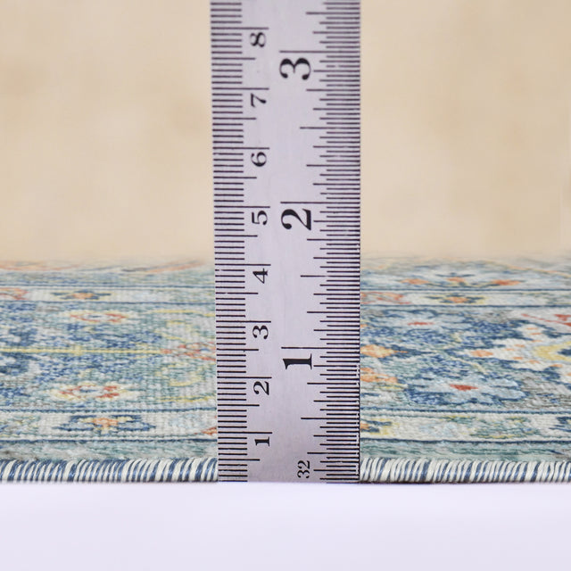 Amer Bohemian Transitional Bordered Indoor-Outdoor Blue Area Rug