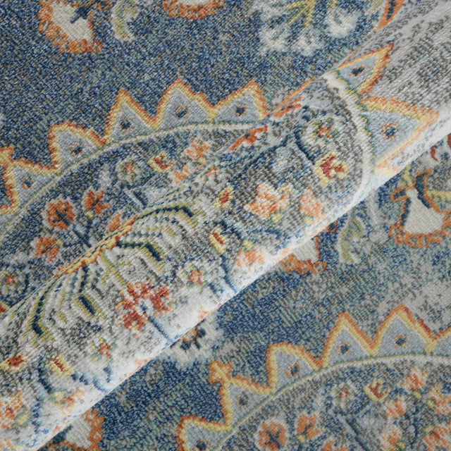 Amer Bohemian Transitional Bordered Indoor-Outdoor Blue Area Rug