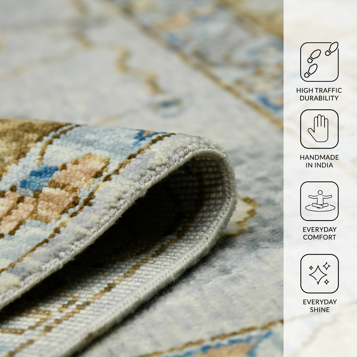 Amer Blu BLU-52 Ivory / Light Brown area rug - infographic view