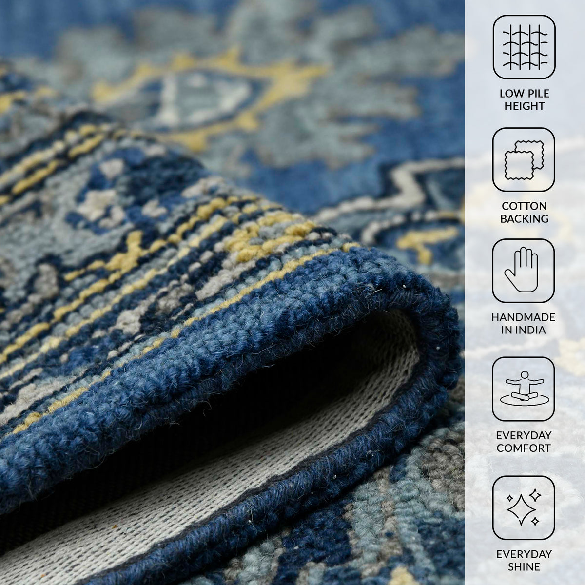 Amer Boho BOH-11 Steel Blue area rug - infographic view
