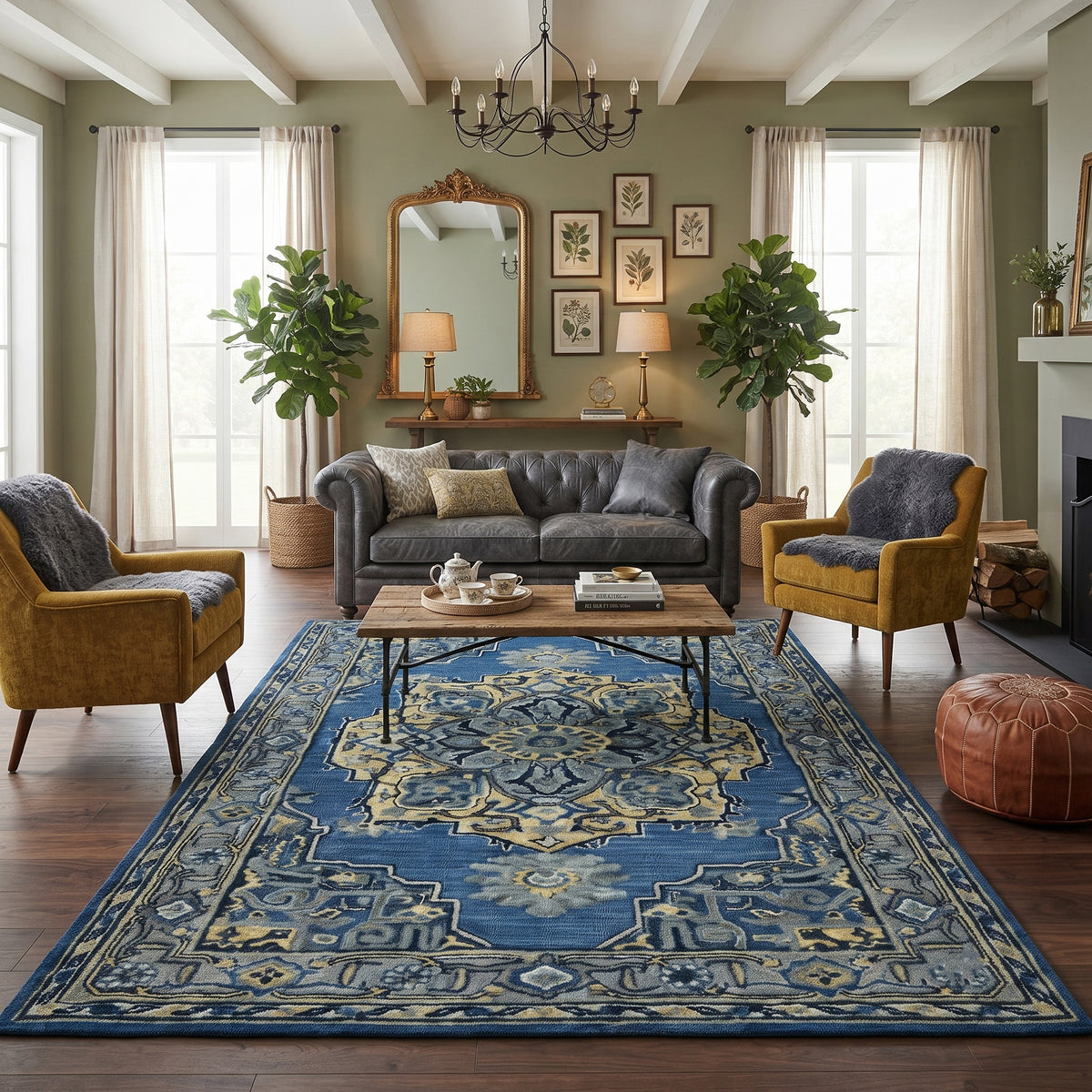 Amer Boho BOH-11 Steel Blue area rug - lifestyle view