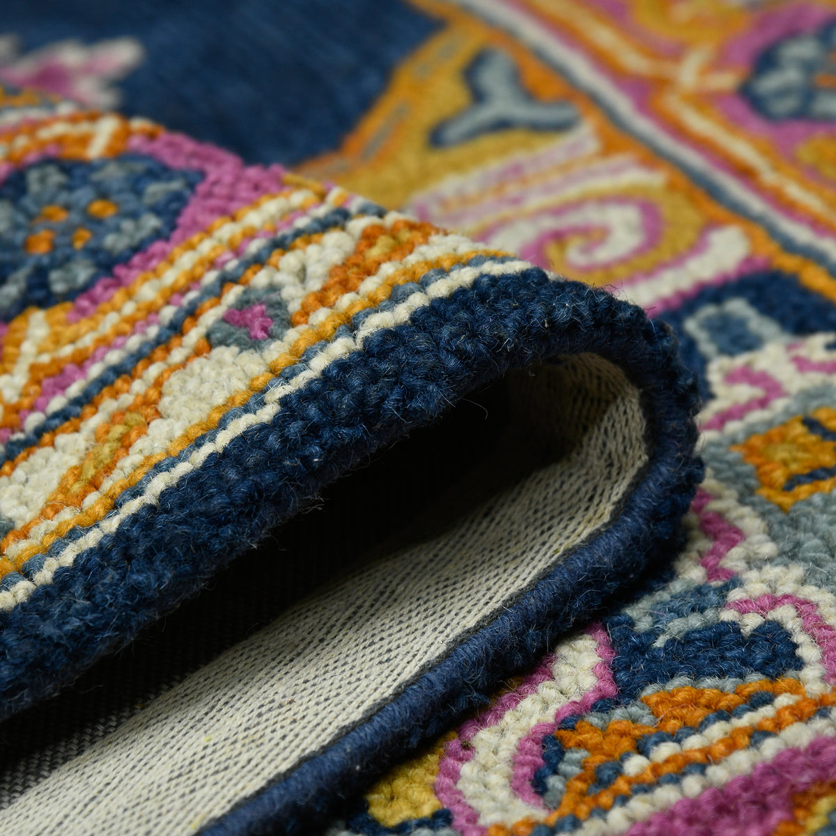 Amer Boho BOH-8 Navy area rug - rolled view