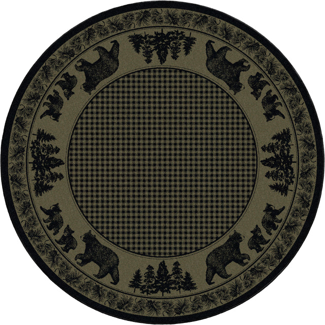 American Dakota Bear Family Green Rug