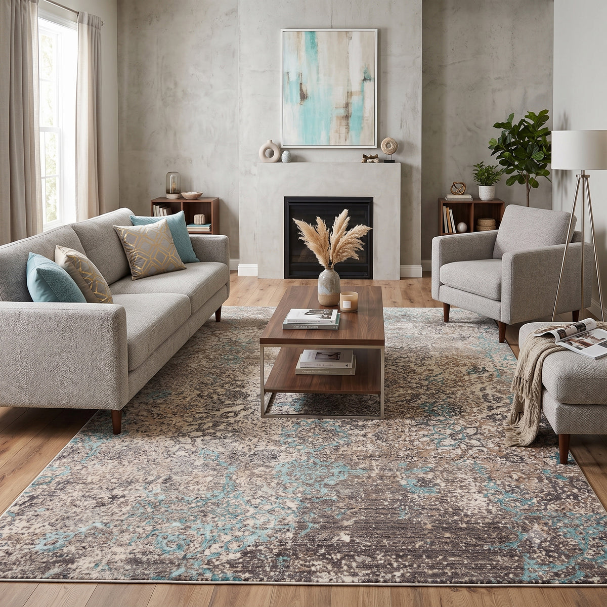 Amer Cambridge CAM-56 Aqua Blue area rug - lifestyle view