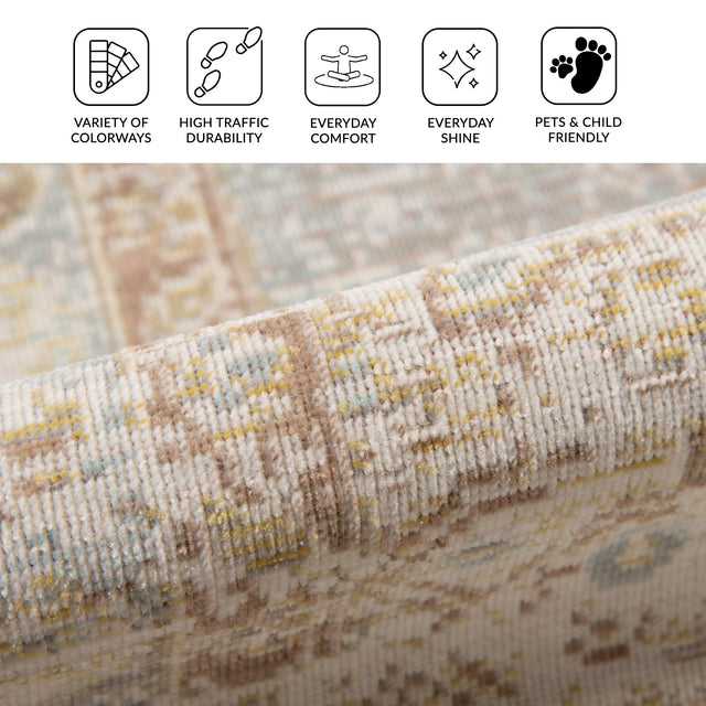 Amer Century Vintage Medallion Power-Loom Gray/Ivory Area Rug