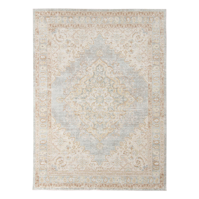 Amer Century Vintage Medallion Power-Loom Gray/Ivory Runner Rug