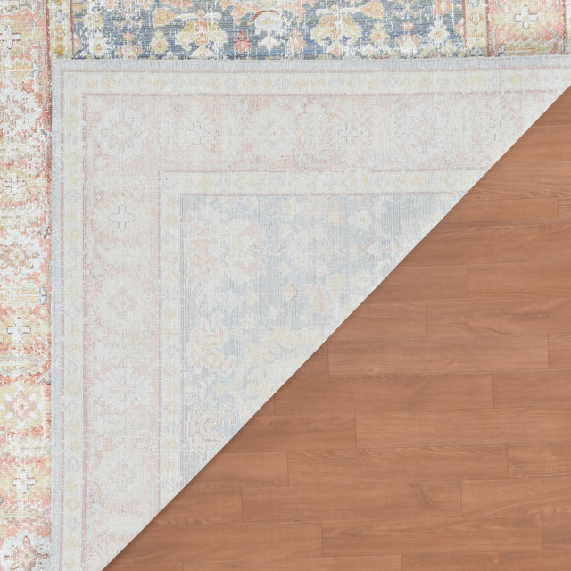 Amer Century Vintage Medallion Power-Loom Navy/Pink Area Rug