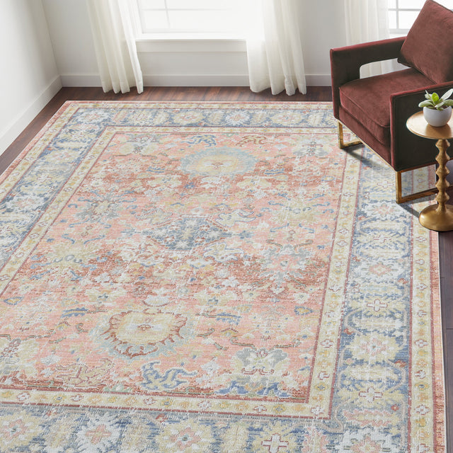 Amer Century Vintage Medallion Power-Loom Living Coral Area Rug