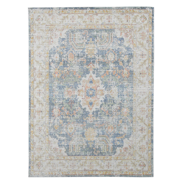 Amer Century Vintage Medallion Power-Loom Indigo Blue/Ivory Rug