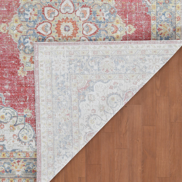 Amer Century Vintage Medallion Power-Loom Burgundy Red/Teal Rug