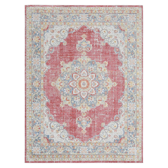 Amer Century Vintage Medallion Power-Loom Burgundy Red/Teal Rug