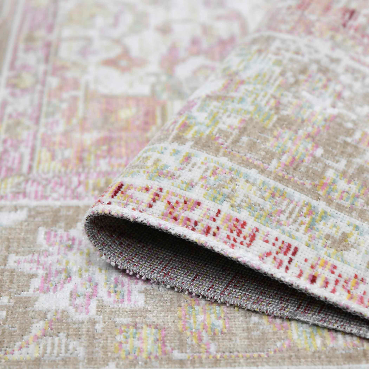 Amer Century CEN-23 Pink area rug - rolled view