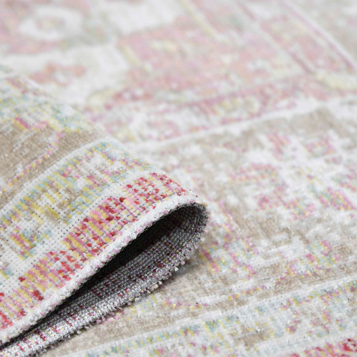 Amer Century CEN-23 Pink area rug - rolled view