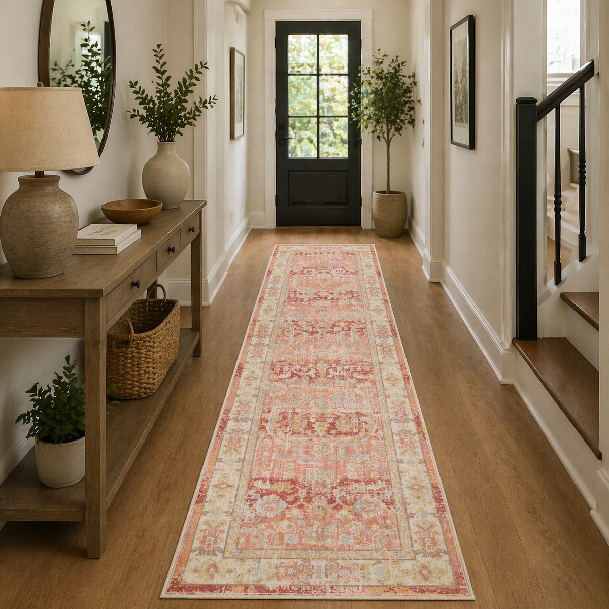 Amer Century CEN-8 Salmon Pink / Ivory area rug - lifestyle view