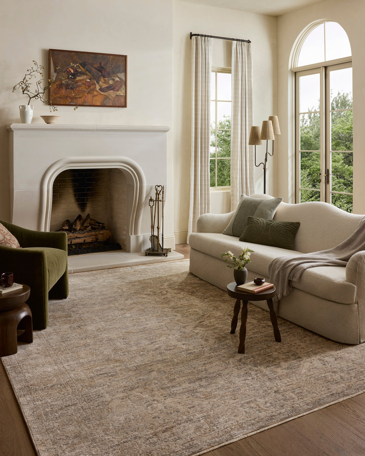 Loloi Clarisse CLS-02 Traditional Power Loomed Smoke, Natural Rug