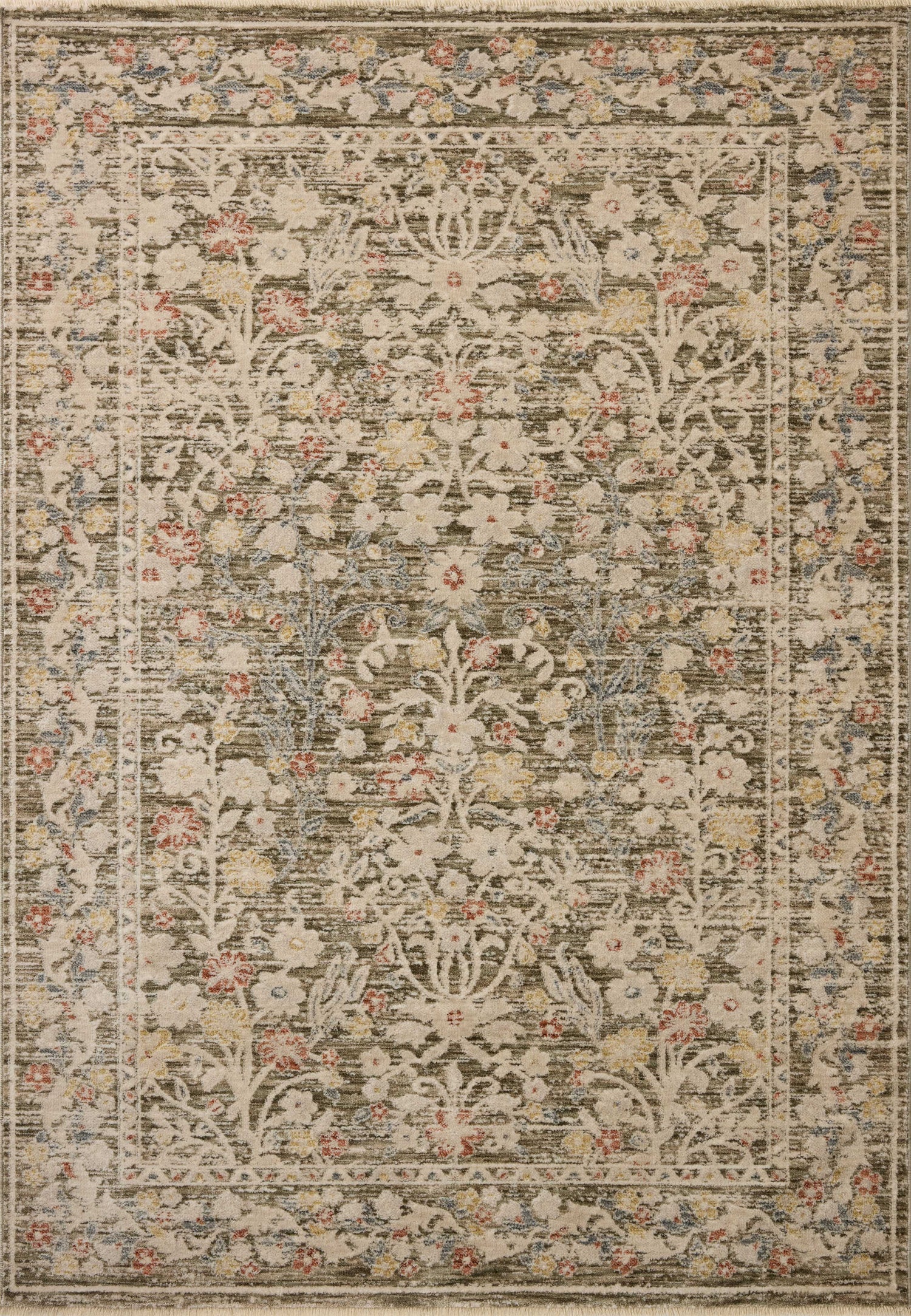 Loloi Clarisse CLS-05 Traditional Power Loomed Olive, Multi Rug