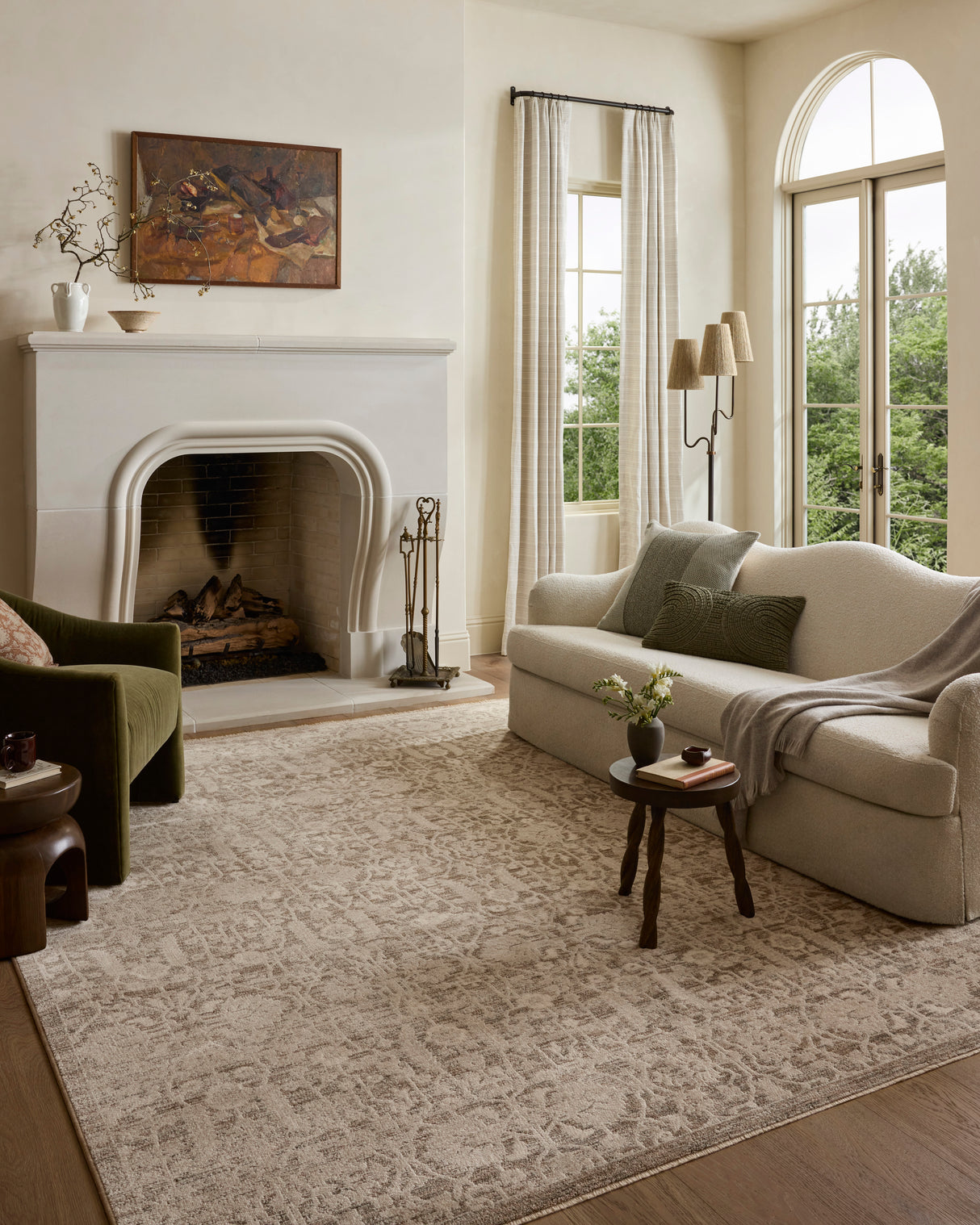 Loloi Clarisse CLS-06 Traditional Power Loomed Fog, Bone Rug