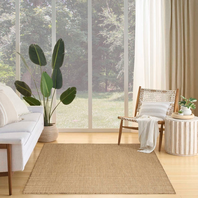 Tan jute runner rug with diamond lattice texture
